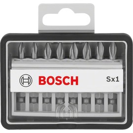 Bosch 2607002556 Screwdriver Bit Set: 8 Pieces, Hex Shaft: 0.25 inch (6.35 mm), Groove Shank: 0.4 inch (9 mm), PH2: 1 inch (25 mm), Case Included