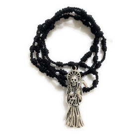 Santa Muerte thread rosary. Rosario de hilo de la Santa Muerte. (Black)