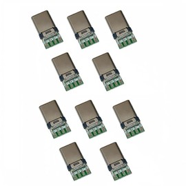 Teyleten Robot USB 3.1 Type-C Adapter Board Connector Test Board 24 Pins Male Plug Socket with PCB Dual-Sided Use 10PCS