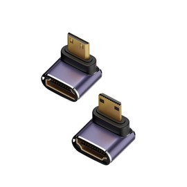YFFSFDC HDMI L-Shaped Conversion Adapter Mini HDMI (Male) to HDMI (Female) L-Shaped HDMI Extension Adapter 8K HDMI Mini HDMI 2.1 Converter Adapter 8K@60Hz, 4K@144Hz, 2K@240Hz HDR Support Gold-Plated