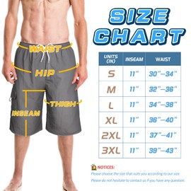 Srnede Mens Swim Trunks Swimming Trunks Swim Shorts Quick Dry 11 Inch with Mesh Lining Funny Swimwear Bathing Suits Grey
