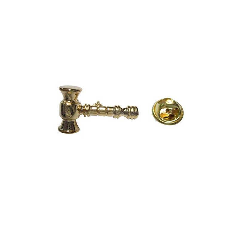 Gold Toned Law Auctioneer Gavel Lapel Pin