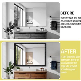 Avinyl 10M Black Mirror Border Peel and Stick Wallpaper, Self Adhesive Waterproof Wallpaper Mirror Frame Tape for Bathroom Decor, Silk Peel and Stick Trim Removable Kitchen Wall Decor 1.96" x 393"