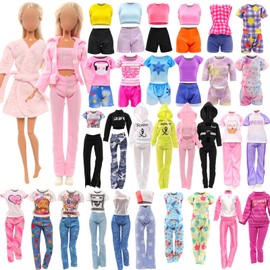 Barwa 9 Sets Doll Clothes Hooded Sports Suit Casual Outfits Tops and Pants Doll Pajamas for 11.5 inch Girls Doll