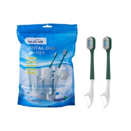 dr.@home Denal Duo Disposable Travel Oral Care Set, Preloaded mouthwash Beads Toothbrush with Floss,Pick & Tongue Scraper | Individually Wrapped, Disposable Toothbrush(24count-Pack)