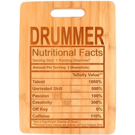 Drummer Gifts For Men Drummer Nutritional Facts Label Big Rectangle Bamboo Cutting Board
