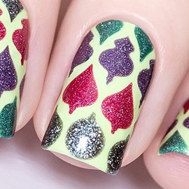 Whats Up Nails - Christmas Bulbs Vinyl Stencils for Christmas Nail Art Design (1 Sheet, 12 Stencils)