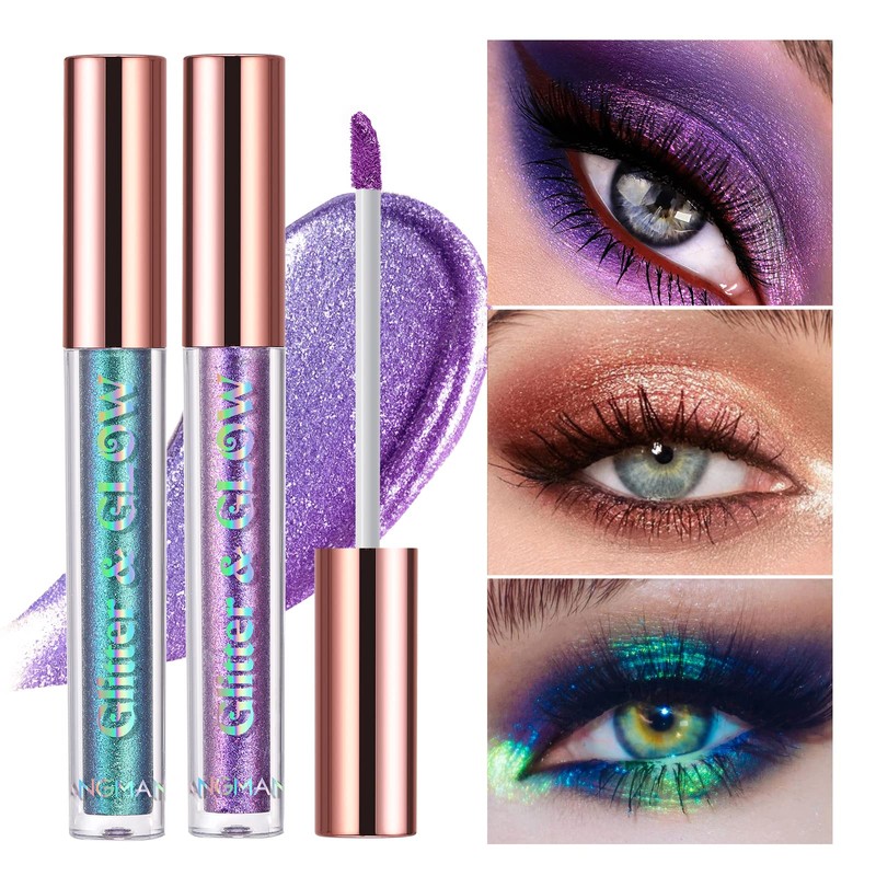 10 Pcs Liquid Glitter Eyeshadow Metallic Shimmer Glitter Eyeshadow Sweatproof