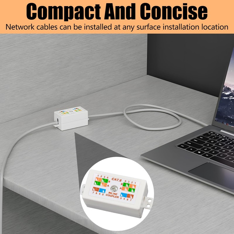 2Pcs Cat6 Junction Box RJ45 Ethernet Coupler High Speed Punch