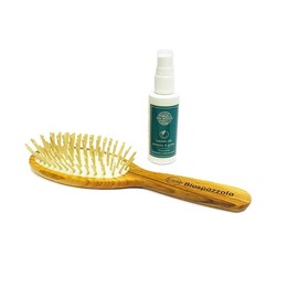 ONWOOD - Massage Brush in Ash Wood with Shine Lotion, Suitable for All Hair Types, Counteracts Hair Loss