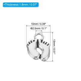 PATIKIL Footprint Charm, 100Pcs Mini Footprint Pendant Charm Bulk Vintage Metal Cute Designer DIY for Jewelry Making Bracelets Earrings Necklace Wedding Crafts, Silver