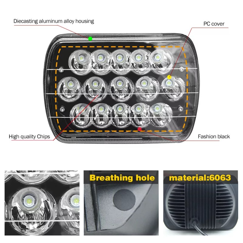 Colight For Nissan D21 Pickup 1986-1994 PAIR 7x6" 5X7 LED
