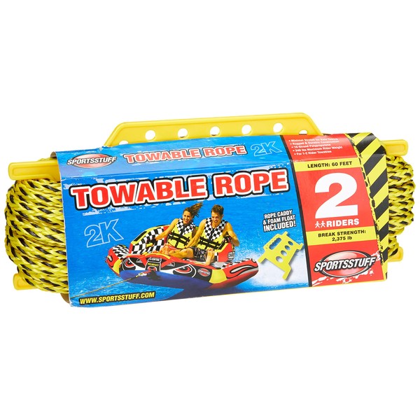 SportsStuff 4K Towable Rope with Rope Caddy, 1-4 Rider Tow Rope for Towable Tubes