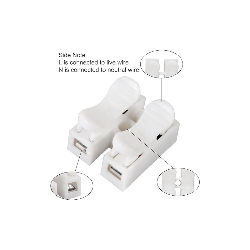 100PCS Push Quick Wire Cable Connector, 10A 220V 2 Pin