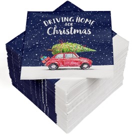 HEKU 100 napkins, 3-ply, 33 x 33 cm, "Driving Home for Christmas" lettering, absorbent and practical packaging, wide selection, ideal for special occasions