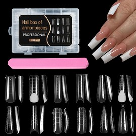 VONJUMA 228 Pieces Dual Tips Nails Dual Nail Forms Set 12 Shapes Nail Extension Nail Gel Shapes Nail Shape Set with Nail File for Nail Tool
