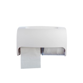 Commercial Toilet Paper Dispenser Wall Mount, Double (2 Roll) Locking Toilet Paper Holder (White), Compact Two Roll, Side by Side Design Tissue Paper Dispenser (Dispensador de Papel Higienico Doble)