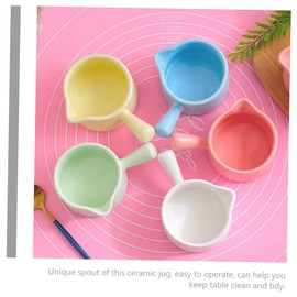 Ipetboom 5pcs Mini Ceramic Milk Jug Small Milk Container with Handle Versatile Sauce Pitcher for Sugar and Vinegar for Home Cafe and Restaurant Use