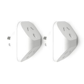 2PCS Double Power Plug Socket, 2 Way Grounded Outlet Extender, 1-to-2 Socket Extension, 10 Amp, 2400 Watt, 250 Volt for Home/Office/Travel, White