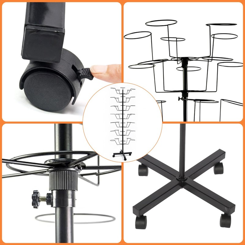 uyoyous 7-Tier Rotating Hat Rack, Freestanding Hat Display Stand with