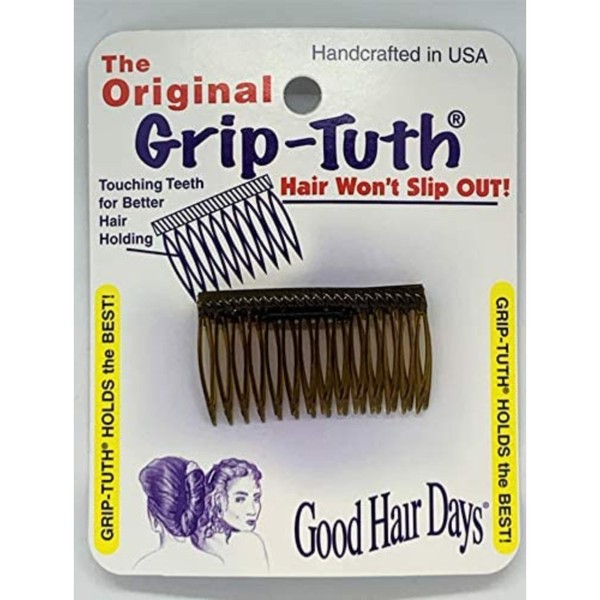 Good Hair Days Grip-Tuth Shorty Combs - Shorty Tuck Combs For Hair Decorative & Hair Styling - Hair Accessories For Fine and Thin Hair (Tortoise Shell, 2 Count- 1 ¾ inch)