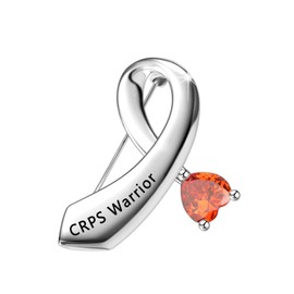 CENWA CRPS Warrior Orange Awareness CRPS Orange Ribbon Brooch Pin Support gift Orange Awareness Ribbon Jewelry, copper and zircon, no gemstone