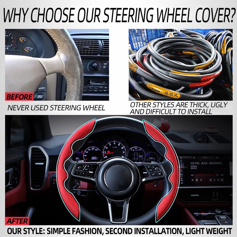 Mtverver New Fluffy Anti-Skid Steering Wheel Cover Segmented Protector Safe