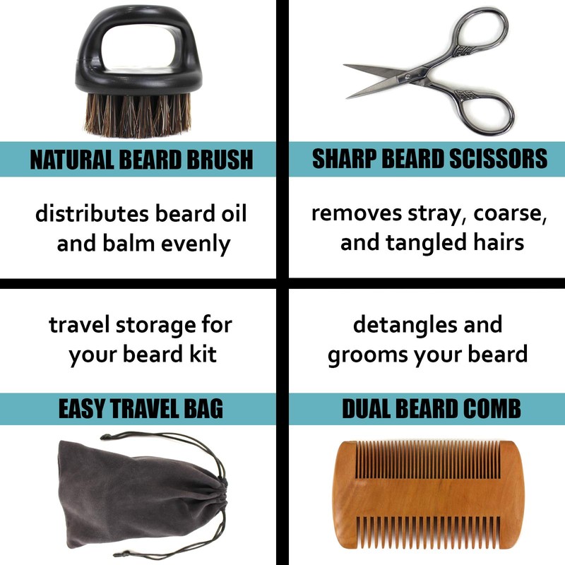 Men's 3 Piece Travel Facial Hair Beard Grooming Kit with