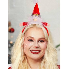Acenail Santa Claus Headbands Red Christmas Hat Head Band Stripe Fuzzy Costume Party Hairbands Xmas Hair Accessories for Women (Red, 7.1 * 10.6 '')