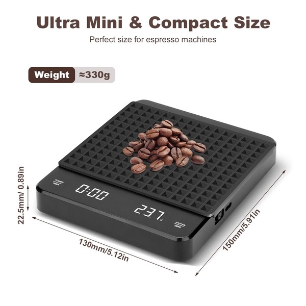 Coffee Scales with Timer, USB Espresso Scales Kitchen Scales with