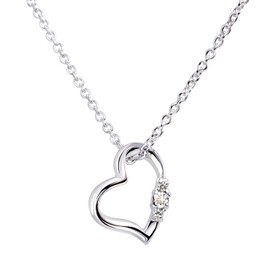 Sears 1491-tdt-01 Natural Diamond Heart Necklace, Women's, With Teddy Bear, Silver
