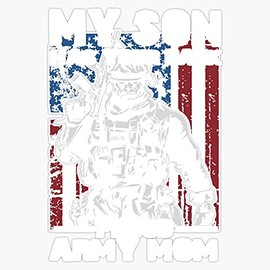 HOF Trading American Flag My Son Has Your Back Proud Army Mom Vinyl Sticker Waterproof Decal Laptop Wall Window Bumper Sticker 5"
