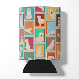 Caroline's Treasures MLM1164CC Lots of Cream Golden Retriever Can or Bottle Hugger Cooler Washable Drink Sleeve Collapsible Beverage Insulated Holder, Can Hugger, Multicolor