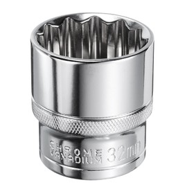 sourcing map 12-Point Socket 1/2" Drive 32mm Deep 45# Steel Metric Shallow Drive Sockets Polishing Chromed Square Sockets Mechanic Hand Tool for Car Repair Mechanical Maintenance Home Use