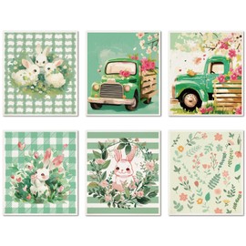 CREATCABIN 6Pcs Swedish Dishcloths for Kitchen Reusable Swedish Dish Towels Absorbent Cellulose Sponge Cleaning Cloths Washable Quick Drying Kitchen Dish Cloths Rags Green Rabbit Car 7.6 x 6.7 Inch