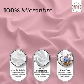 Rohi Double Fitted Sheet 100% Microfibre – 16'' (40cm) Extra Deep Fitted Sheet with All Around Elastic – Ultra Soft, Hypoallergenic & Durable Bed Sheet – Bottom Sheet (Pink – 137 x 190cm)