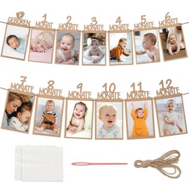 Photo Banner 1st Birthday for 0 to 12 Months Baby Photo Garland Birthday Decoration Hanging Wall Decoration Hanging Photo Wall Decoration for Girls/Boys Party Decor Celebrations