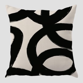 Abstract Modern Black and Beige Pillow Covers 18x18, Boho Home Decor, Mid Century Modern Abstract Decorative Throw Pillow Covers for Bedroom Living Room Home Office