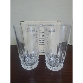 wm dalton Set Of 2 Beverage Glasses 24% French Lead Crystal Verite Pattern New In Box