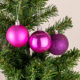 60mm/6Pcs Christmas Baubles Shatterproof Purple, Christmas Tree Decorations Ball Ornaments Balls Xmas Hanging Decorations Holiday Decor - Shiny,Matte,Glitter