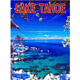 Magnet Lake Tahoe California Nevada Snow United States Travel Advertisement Art Magnet