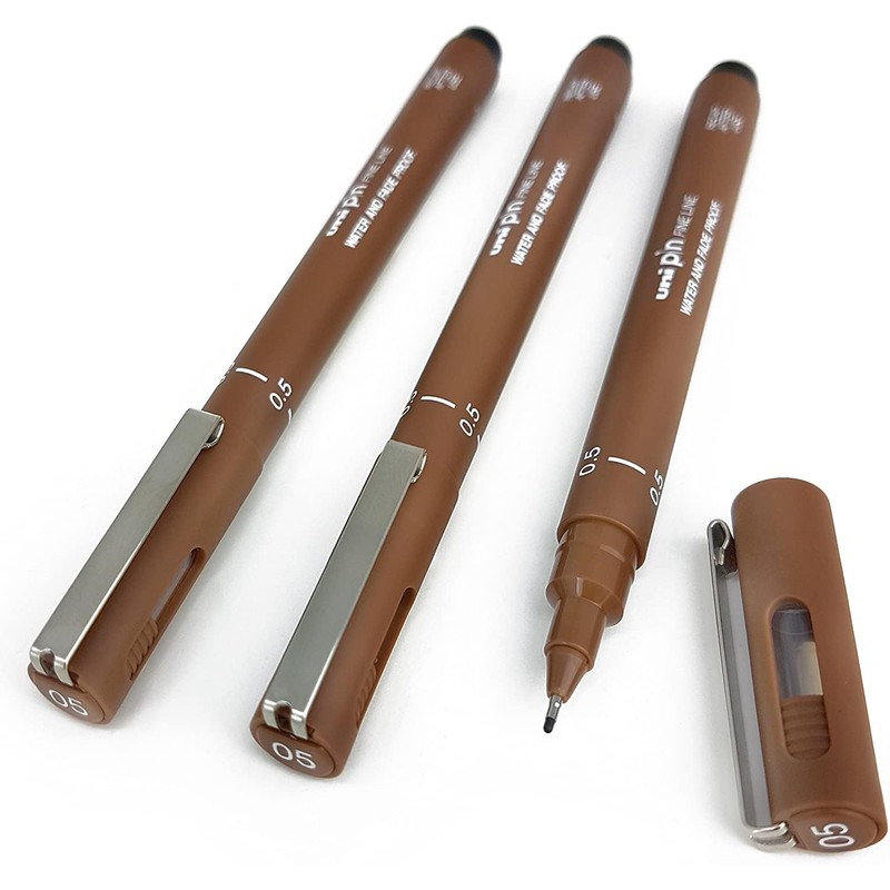 Uni Pin Fineliner Drawing Pen - Sepia Tone - 0.5mm