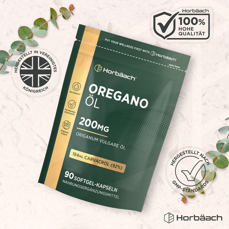 Horbaach Oregano Oil Capsules High Dose 200 mg 90 Capsules