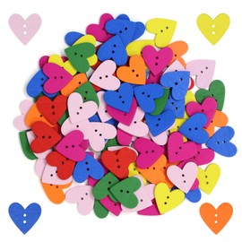 Honbay 200PCS Wooden Love Heart Buttons 2 Holes Buttons Heart Shaped Colorful Sewing Decorative Buttons for Skirts Gloves Sweaters Shirts Hats Scarves Headbands Scrapbooking and Craft Projects