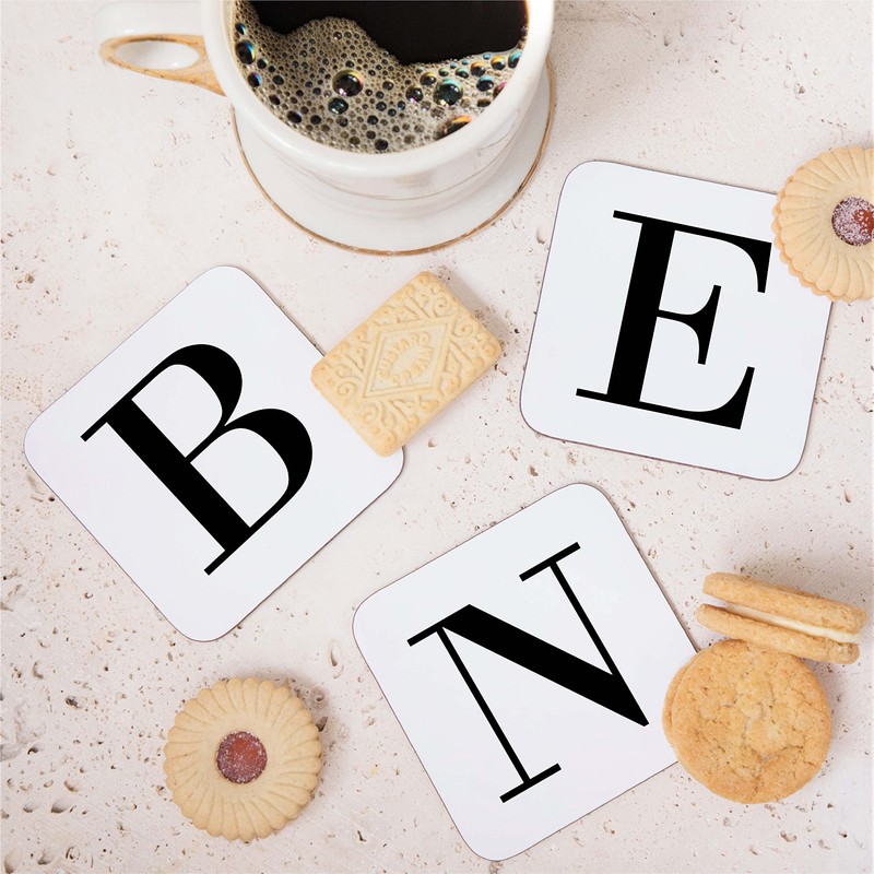 Alphabet Initial Letter Wooden Drinks Coaster Mat Gift
