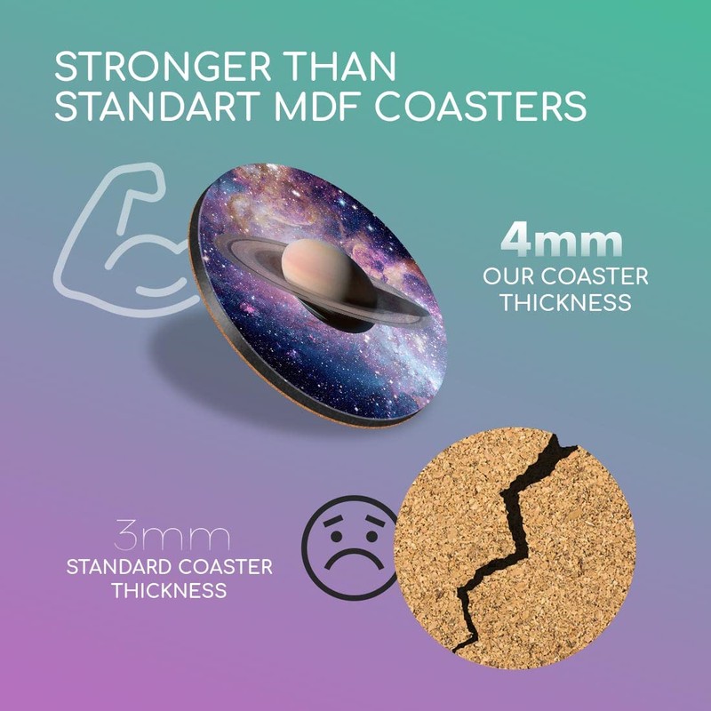 1 x Round Coaster - Saturn Planet Rings Space NASA