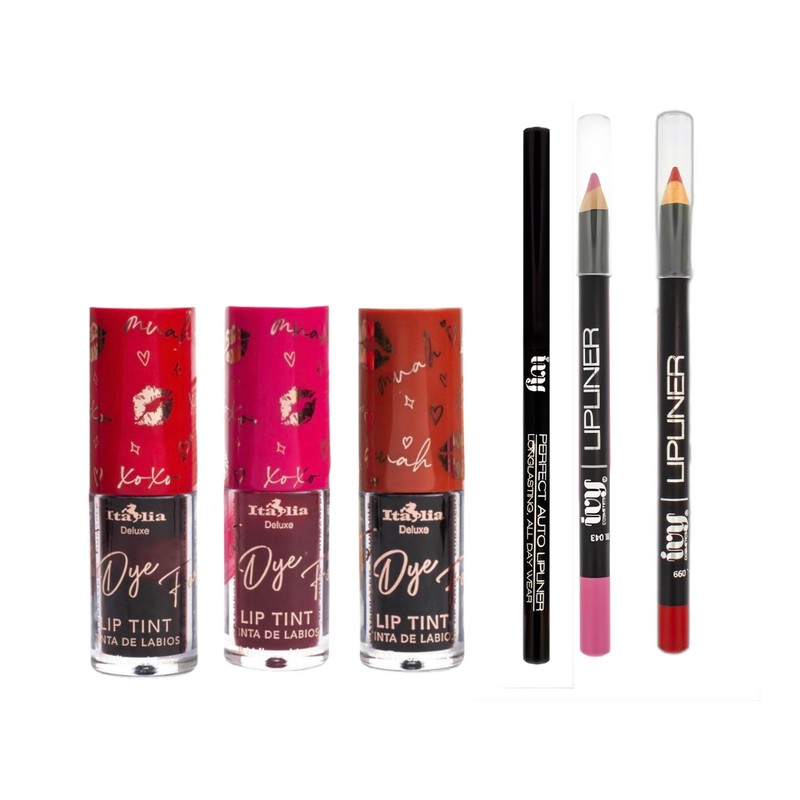 Kit Viral Labios Tinta Dye For Italia Deluxe, Lapiz Delineador