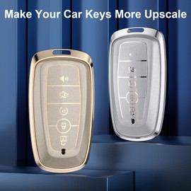 YUBOMT Key Fob Cover for Ford Aluminium Alloy Car Key Case with Key Ring for Ford F150 F250 F350 F450 F550 Explorer Expedition Escape Edge Ecosport Mustang,Gold