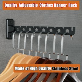 Alise Folding Clothes Hanger Rack, Stainless Steel Wall Mounted Drying Rack, Space Saving Laundry Hanging Rack for Laundry Closet Bedroom Bathroom, Matte Black