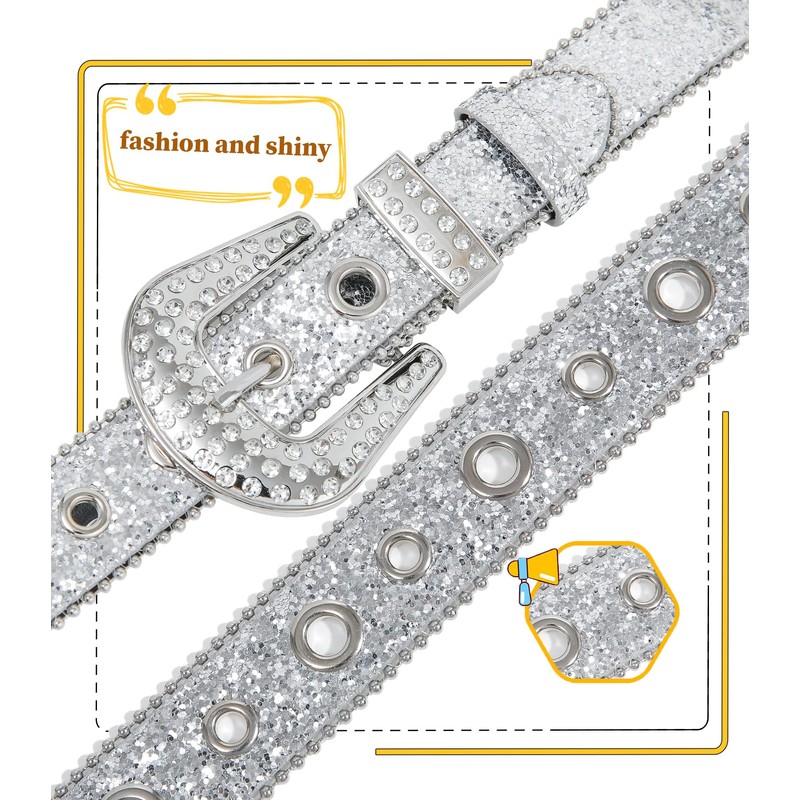 Kajeer Rhinestone Belt for Boys Girls, Cowgirl Boys belt with